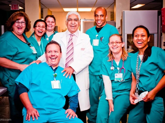 A group of medical professionals standing and smiling