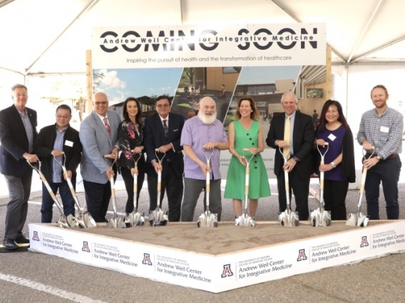 Construction will begin in May on a new home for the university's Andrew Weil Center for Integrative Medicine. A ceremonial groundbreaking was held March 16, 2022.