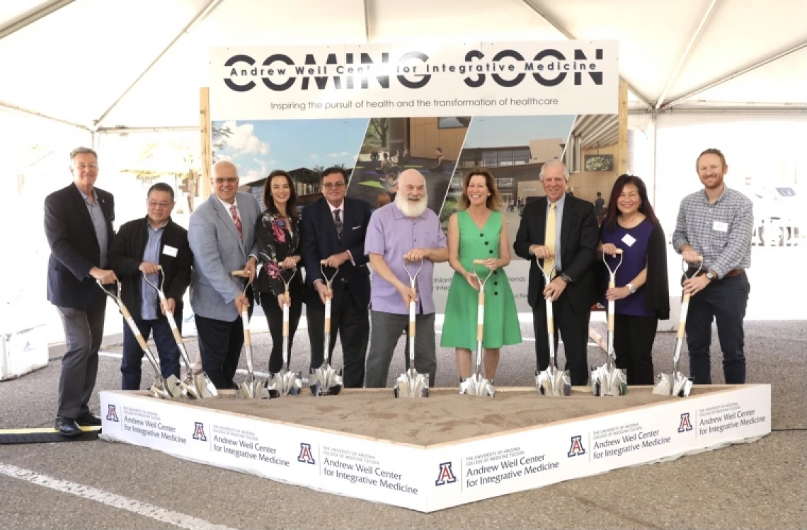 Construction will begin in May on a new home for the university's Andrew Weil Center for Integrative Medicine. A ceremonial groundbreaking was held March 16, 2022.