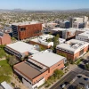 A drone overhead snapshot of the University of Arizona Health Sciences building